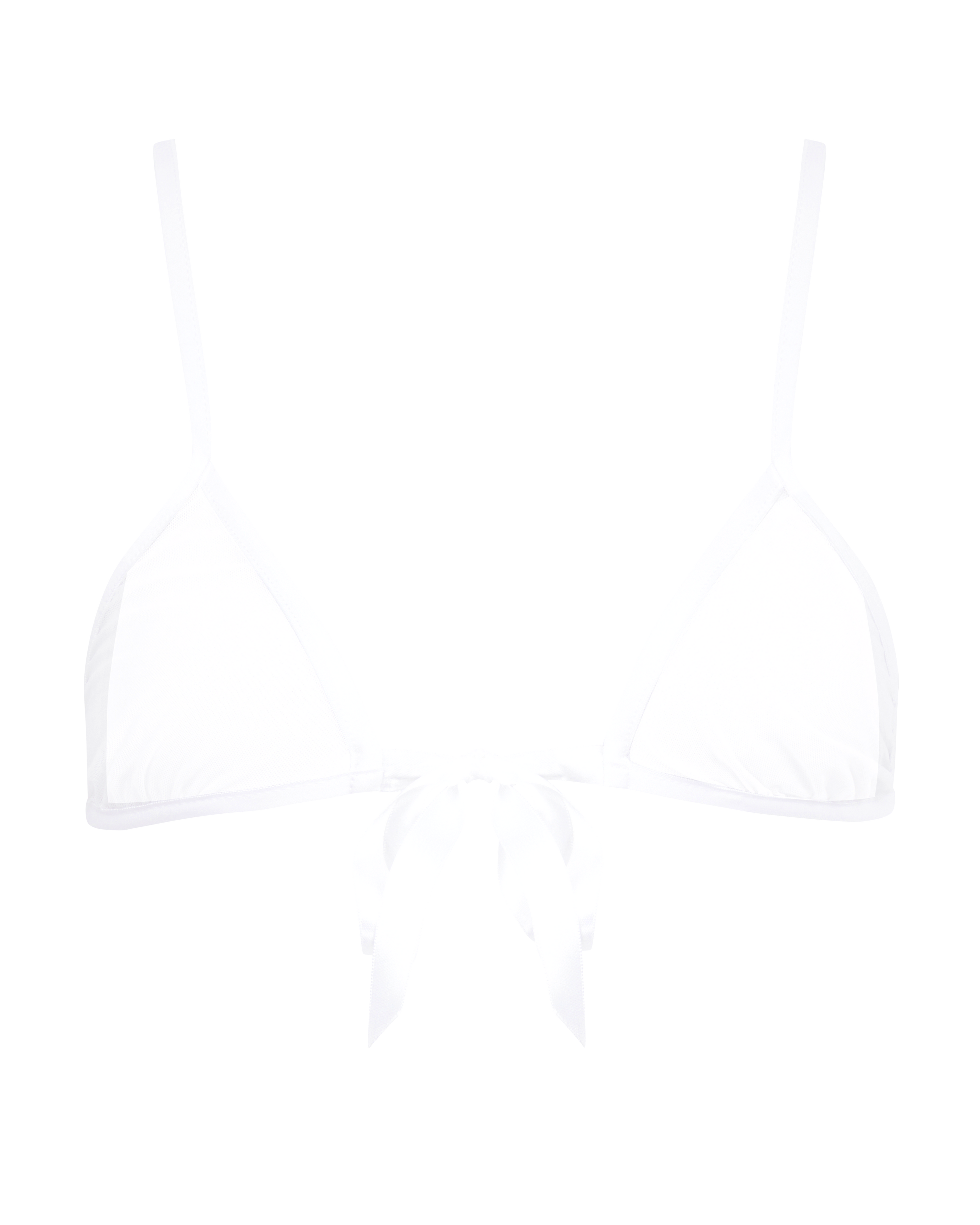 White sheer mesh bra with ribbons to untie. Mila Simona luxury lingerie made in Italy.