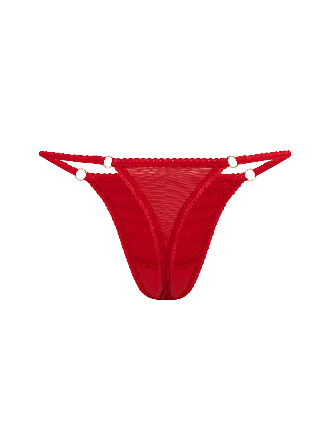 The Valentina - Patent Red Snakeskin Thong