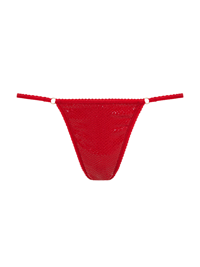 The Valentina - Patent Red Snakeskin Thong