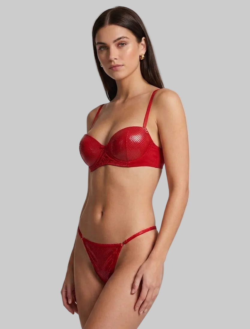 The Angelica - Red Patent Snakeskin Balconette Bra