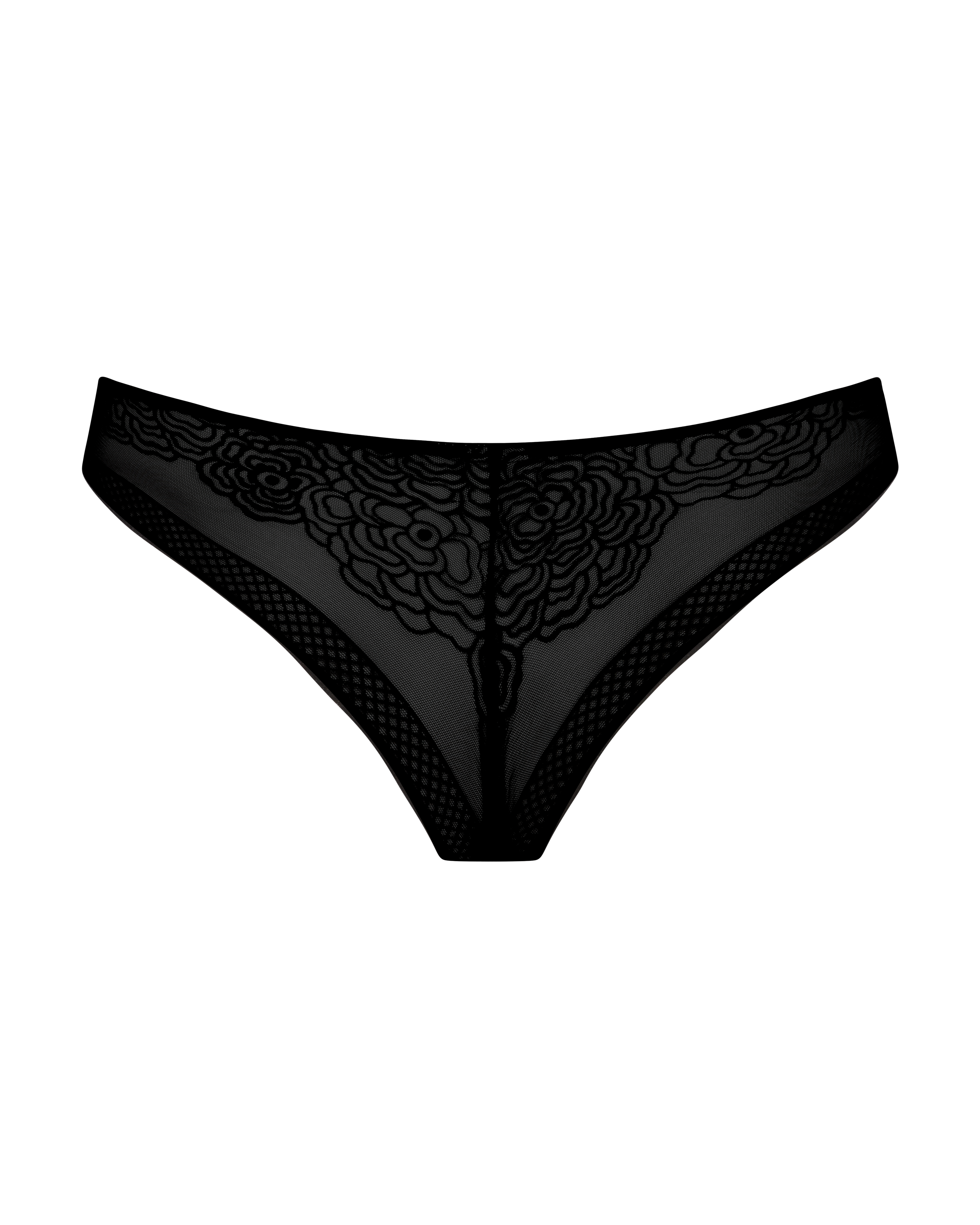 Back of the mesh Amora brief with velvet peony detail 