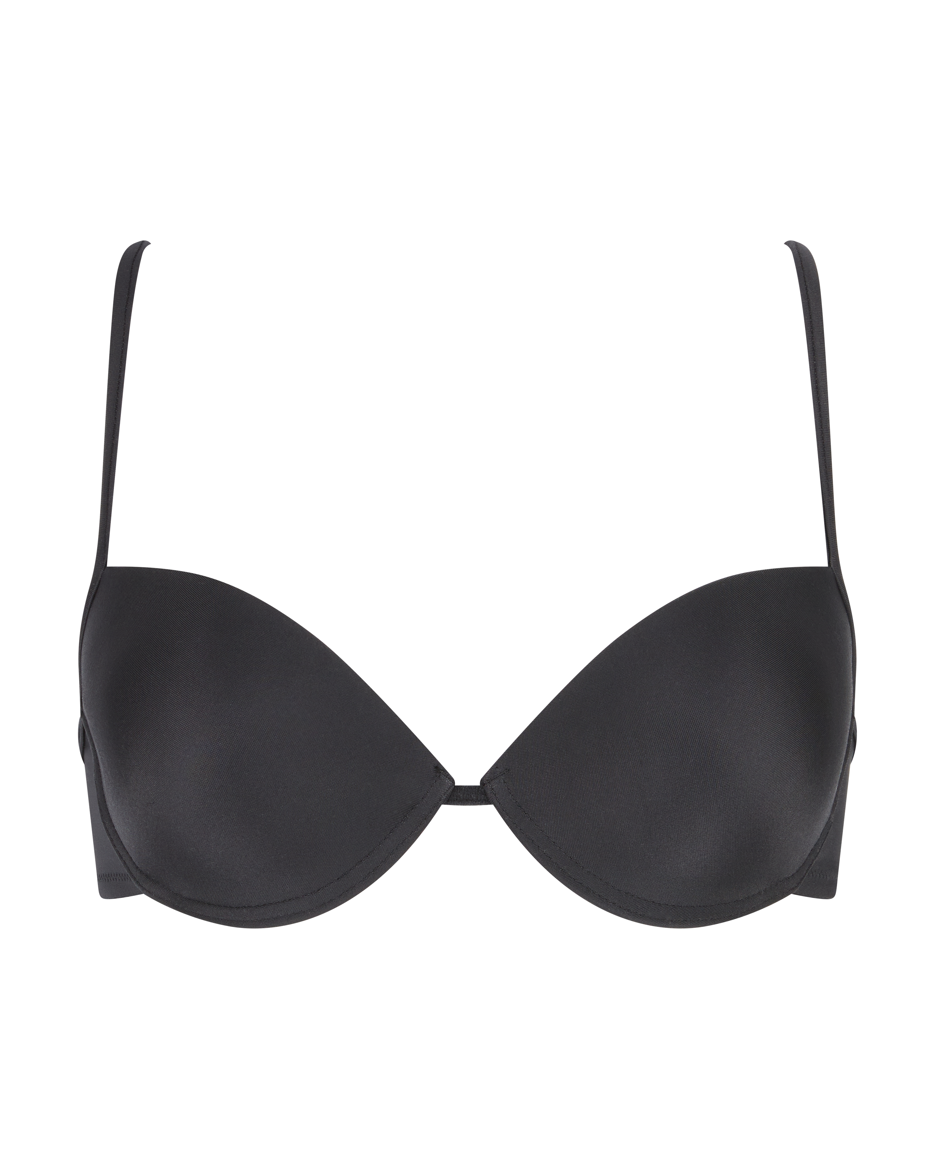 Black structured bra with soft texture and padded cups